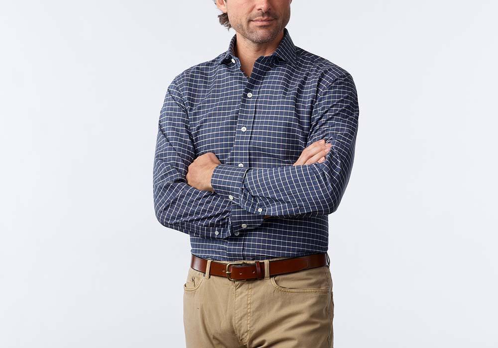 The Cadet Blue Wildwood Windowpane Casual Shirt Casual Shirt- Ledbury