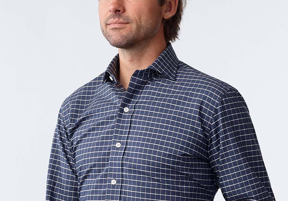 The Cadet Blue Wildwood Windowpane Casual Shirt Casual Shirt- Ledbury