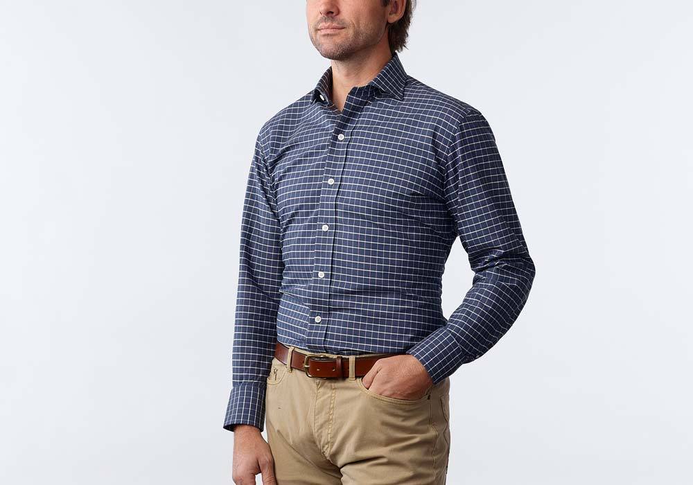 The Cadet Blue Wildwood Windowpane Casual Shirt Casual Shirt- Ledbury