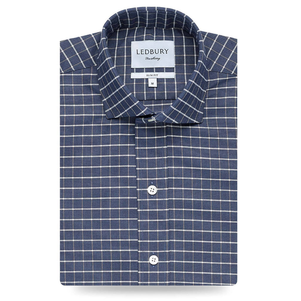 The Cadet Blue Wildwood Windowpane Casual Shirt Casual Shirt- Ledbury