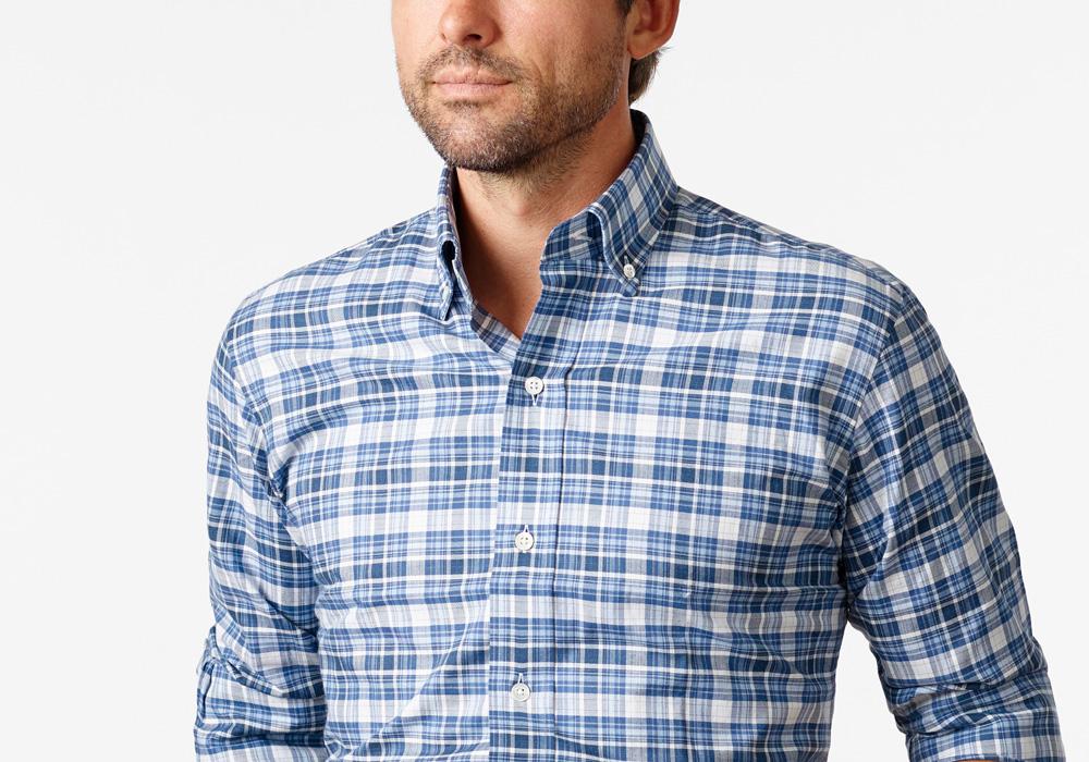 The Cadet Blue Kenwood Plaid Casual Shirt Casual Shirt- Ledbury