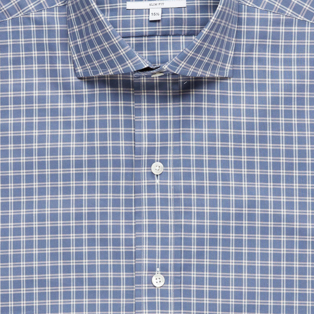 The Cadet Blue Montebello Check Dress Shirt Dress Shirt- Ledbury