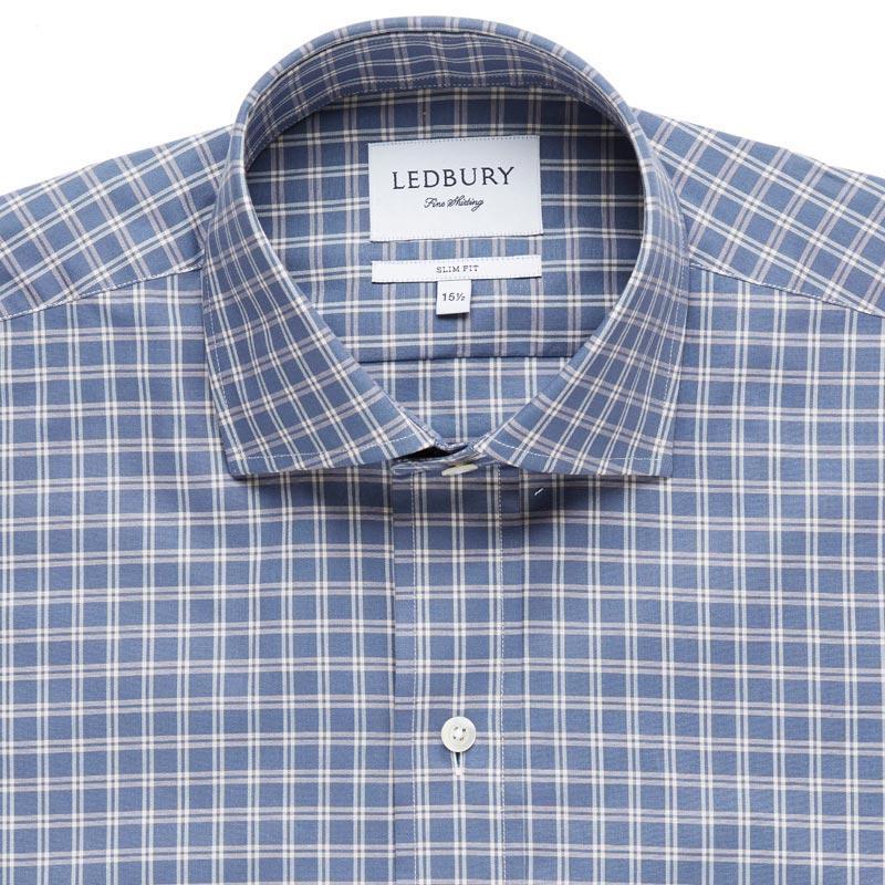 The Cadet Blue Montebello Check Dress Shirt Dress Shirt- Ledbury