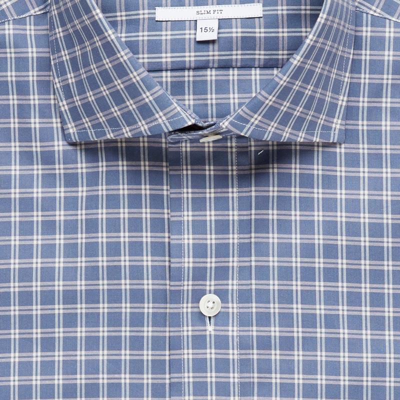 The Cadet Blue Montebello Check Dress Shirt Dress Shirt- Ledbury