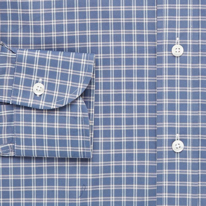 The Cadet Blue Montebello Check Dress Shirt Dress Shirt- Ledbury