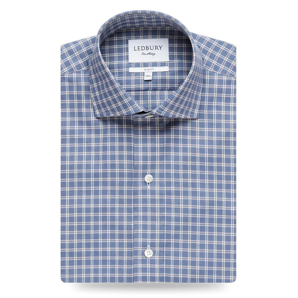 The Cadet Blue Montebello Check Dress Shirt Dress Shirt- Ledbury