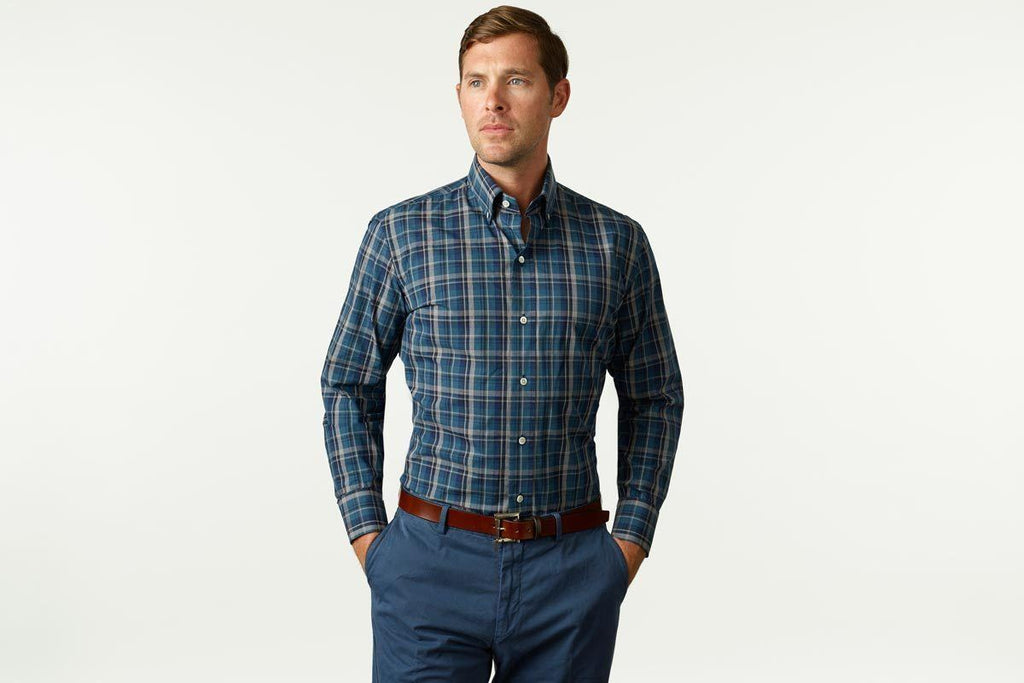 The Dark Blue Lanvale Plaid Casual Shirt Casual Shirt- Ledbury