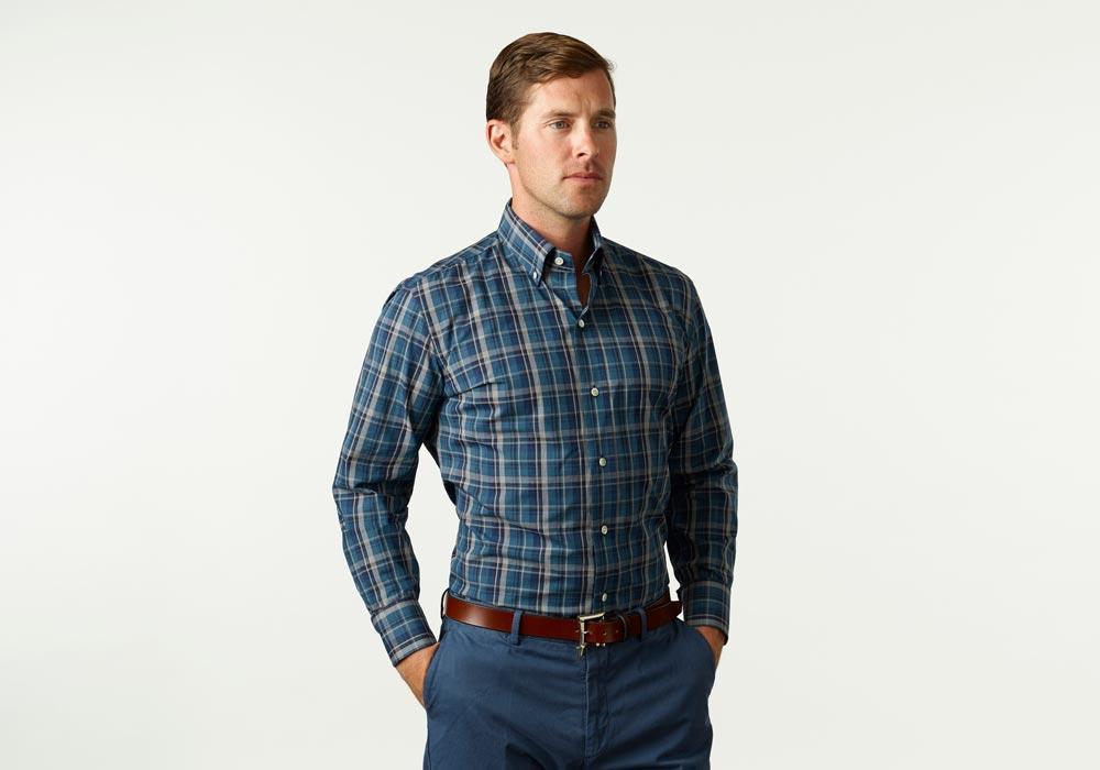 The Dark Blue Lanvale Plaid Casual Shirt Casual Shirt- Ledbury