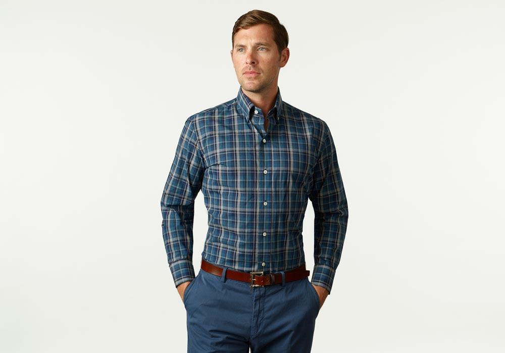 The Dark Blue Lanvale Plaid Casual Shirt Casual Shirt- Ledbury