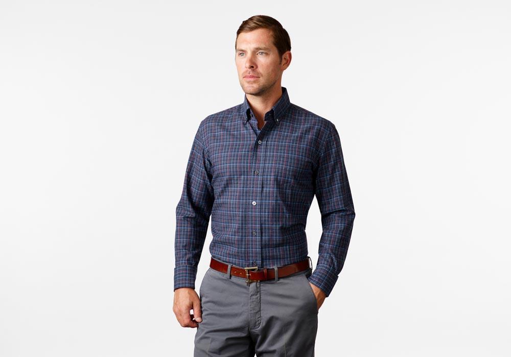 The Navy Palmyra Check Casual Shirt Casual Shirt- Ledbury