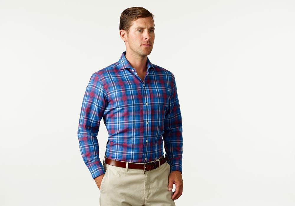The Blue Elmsmere Plaid Casual Shirt Casual Shirt- Ledbury