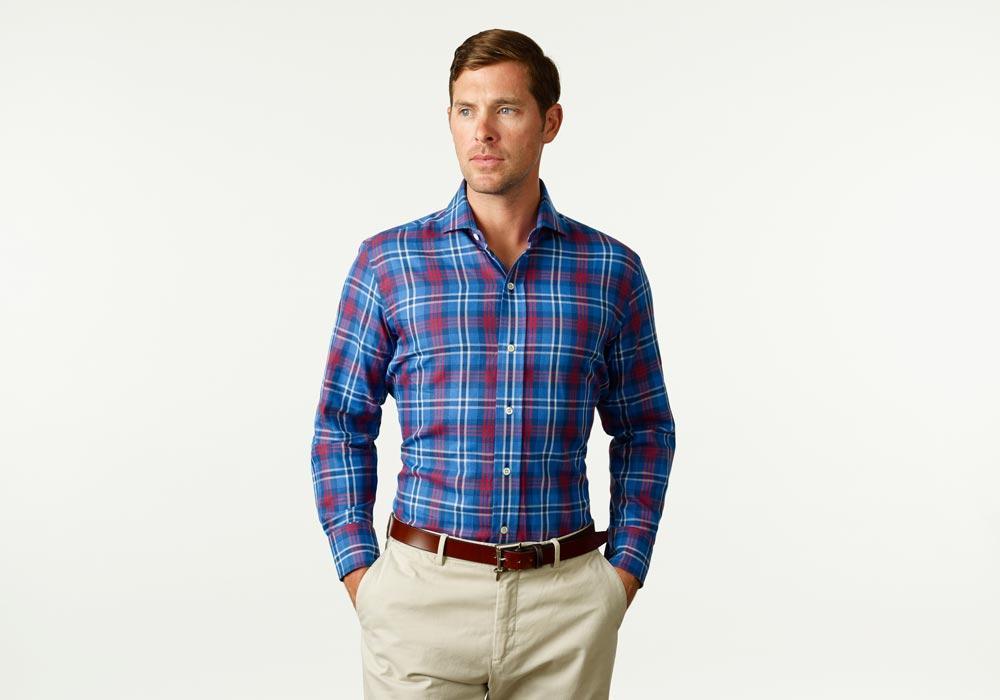 The Blue Elmsmere Plaid Casual Shirt Casual Shirt- Ledbury