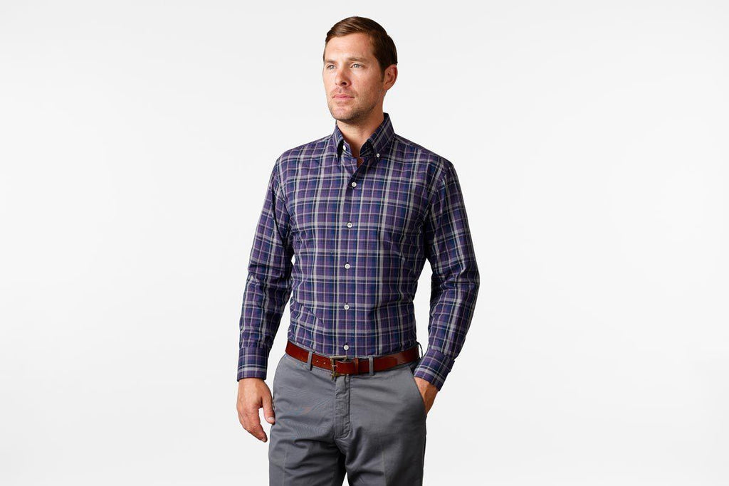 The Deep Purple Lanvale Plaid Casual Shirt Casual Shirt- Ledbury