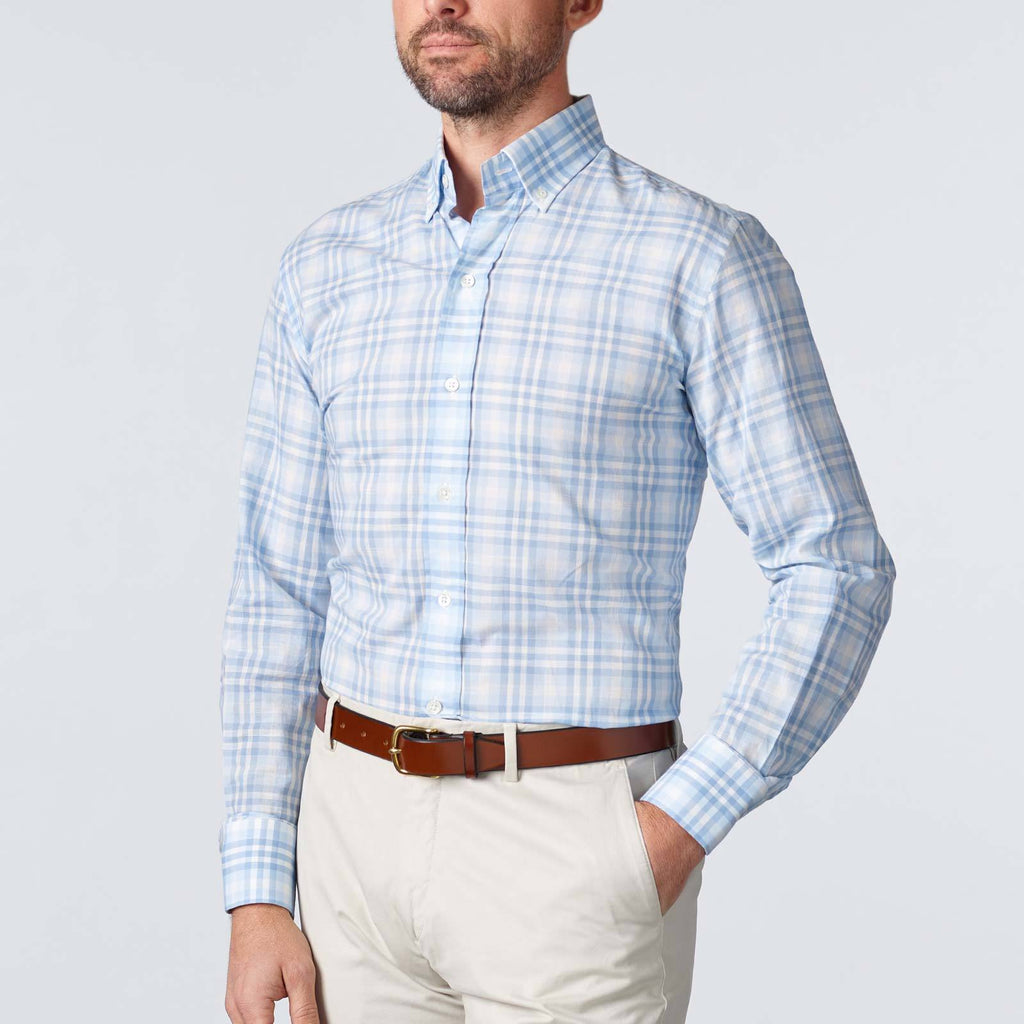 The Light Blue Emrick Plaid Casual Shirt Casual Shirt- Ledbury