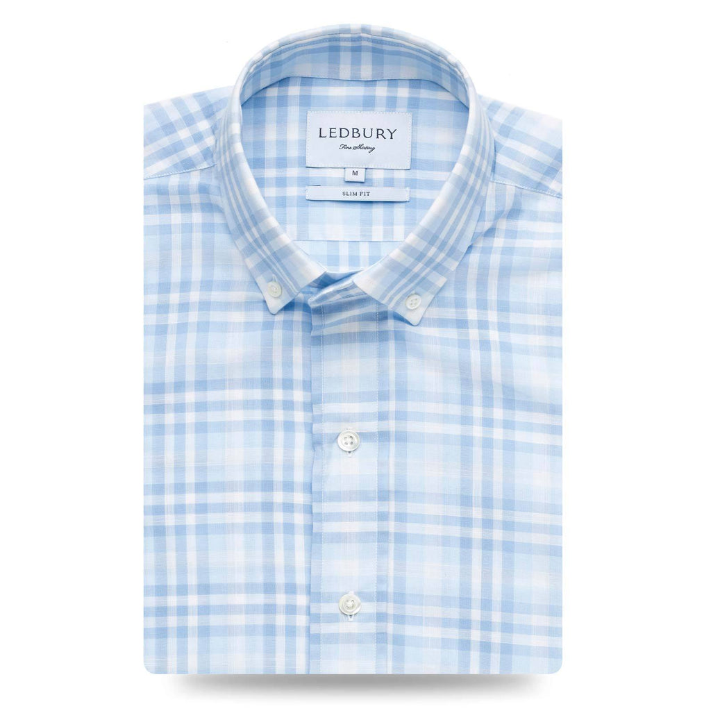 The Light Blue Emrick Plaid Casual Shirt Casual Shirt- Ledbury