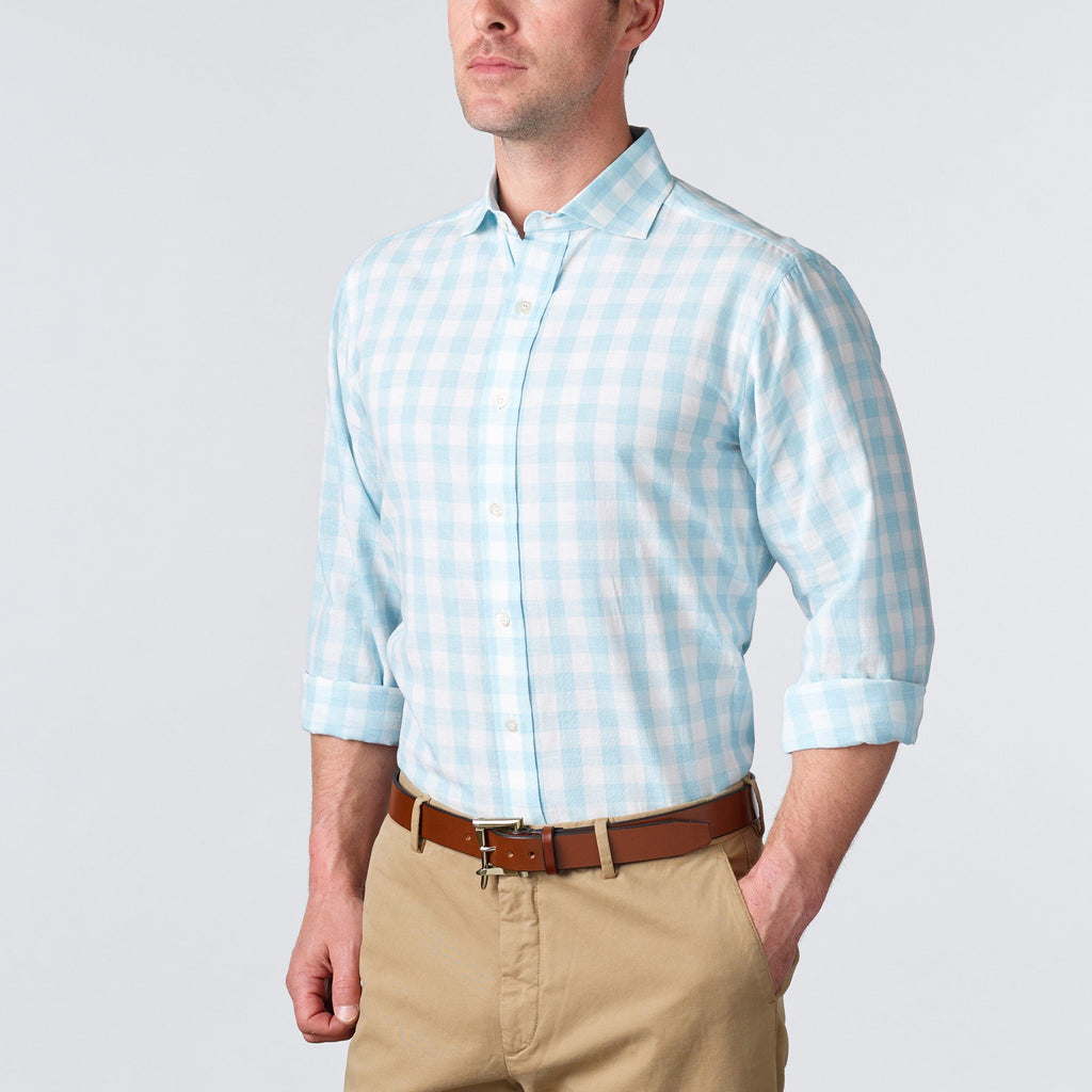 The Surf Blue Goodman Gingham Dress Shirt Casual Shirt- Ledbury