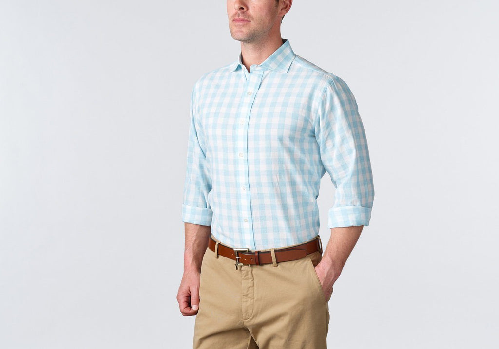 The Surf Blue Goodman Gingham Dress Shirt Casual Shirt- Ledbury