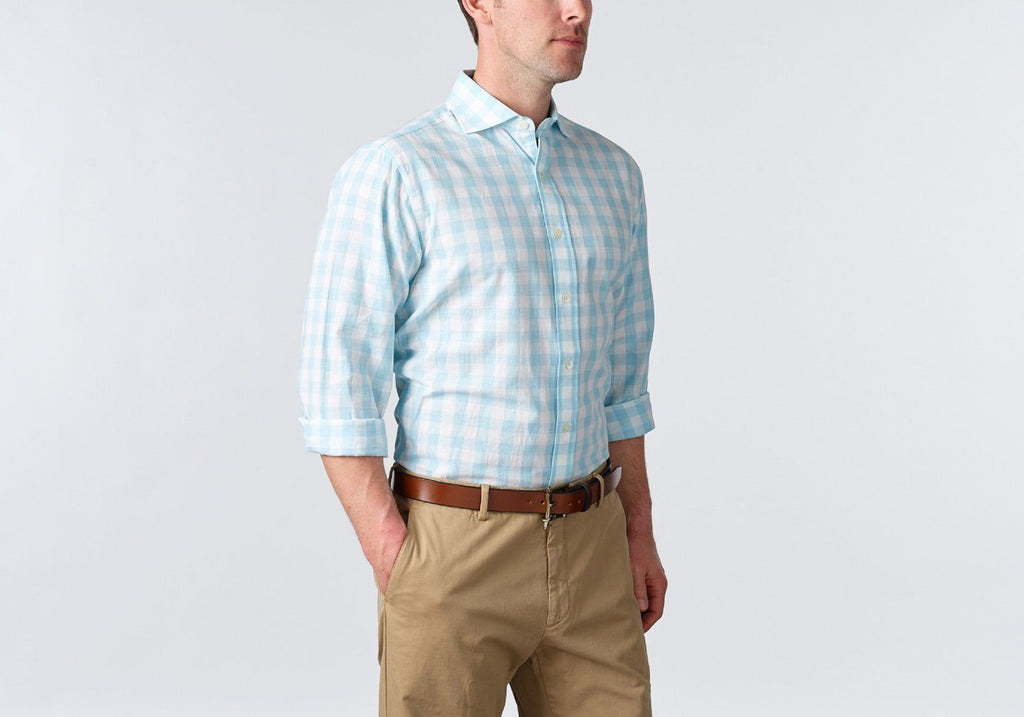The Surf Blue Goodman Gingham Dress Shirt Casual Shirt- Ledbury