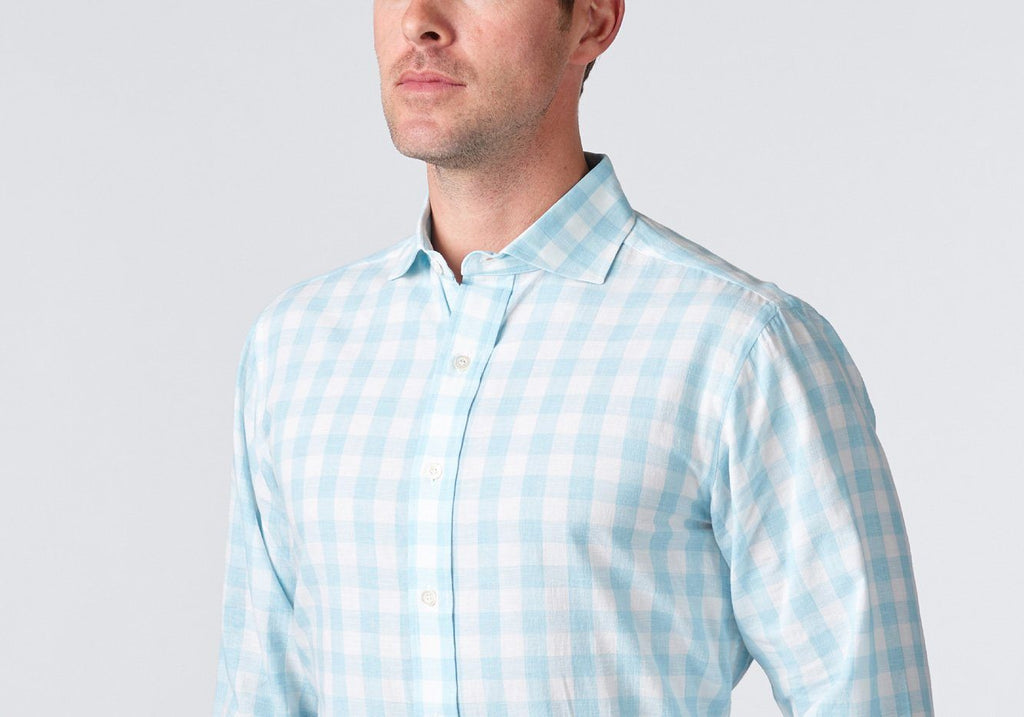 The Surf Blue Goodman Gingham Dress Shirt Casual Shirt- Ledbury