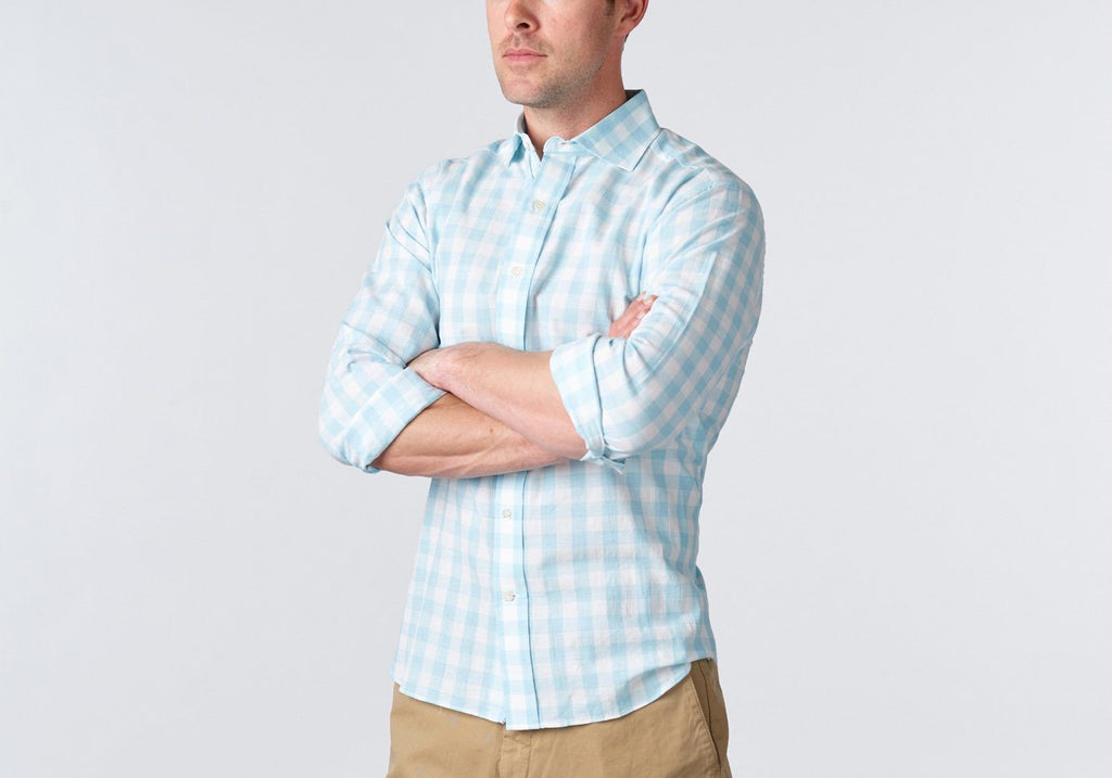 The Surf Blue Goodman Gingham Dress Shirt Casual Shirt- Ledbury