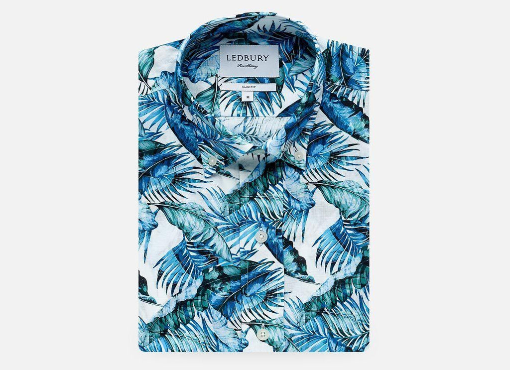The Blue Greencrest Palm Print Casual Shirt Casual Shirt- Ledbury