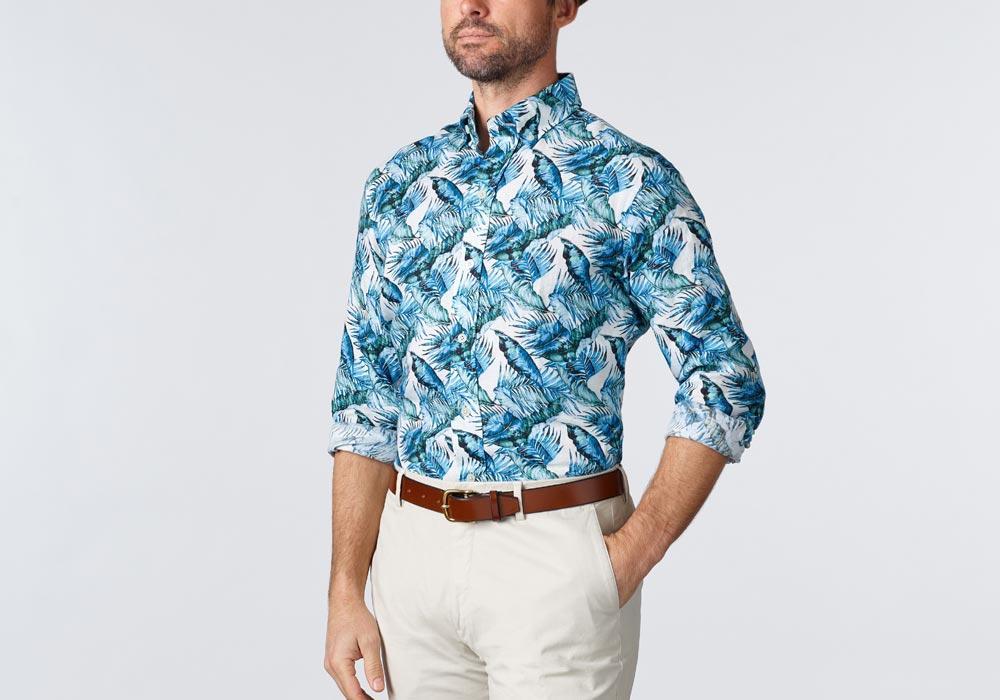 The Blue Greencrest Palm Print Casual Shirt Casual Shirt- Ledbury