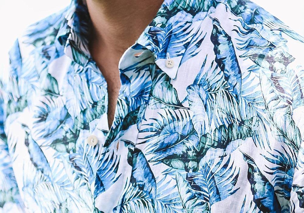 The Blue Greencrest Palm Print Casual Shirt Casual Shirt- Ledbury