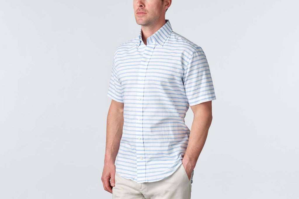 The Blue Short Sleeve Gunnin Stripe Casual Shirt Short Sleeve- Ledbury