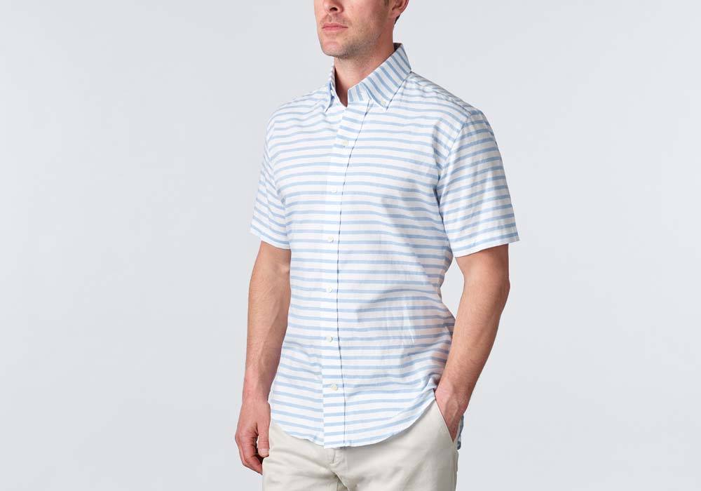 The Blue Short Sleeve Gunnin Stripe Casual Shirt Short Sleeve- Ledbury
