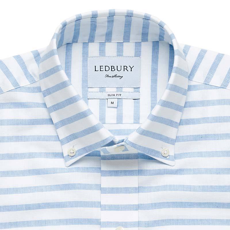 The Blue Short Sleeve Gunnin Stripe Casual Shirt Short Sleeve- Ledbury