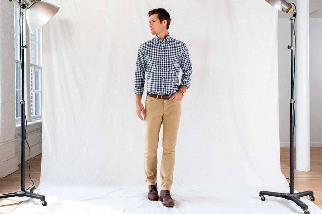 The Navy Currier Heather Gingham Casual Shirt Casual Shirt- Ledbury