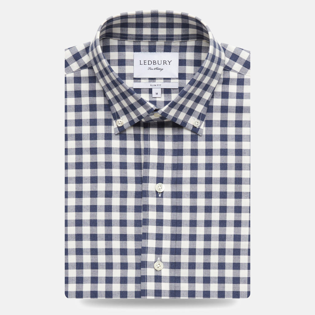 The Navy Currier Heather Gingham Casual Shirt Casual Shirt- Ledbury