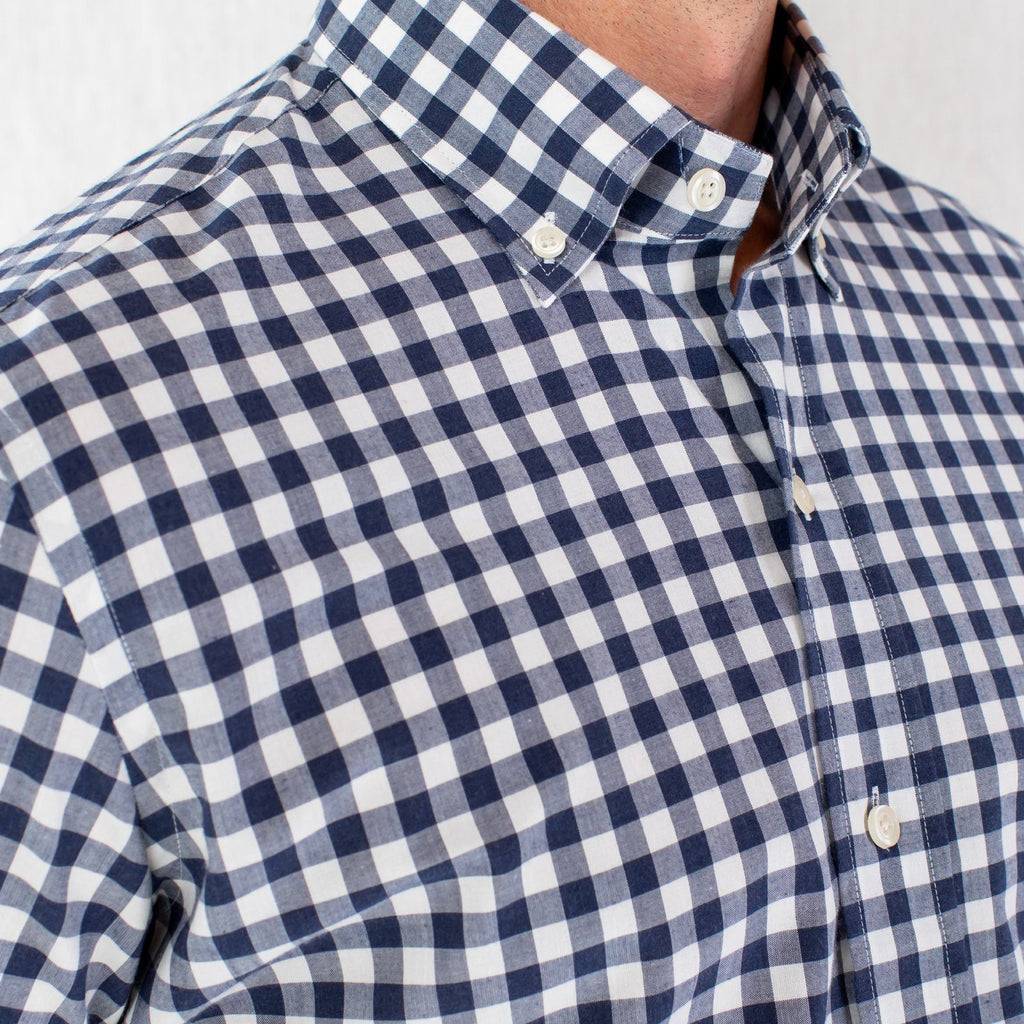 The Navy Currier Heather Gingham Casual Shirt Casual Shirt- Ledbury