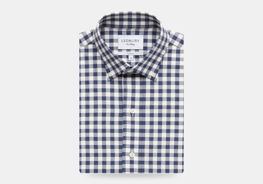 The Navy Currier Heather Gingham Casual Shirt Casual Shirt- Ledbury