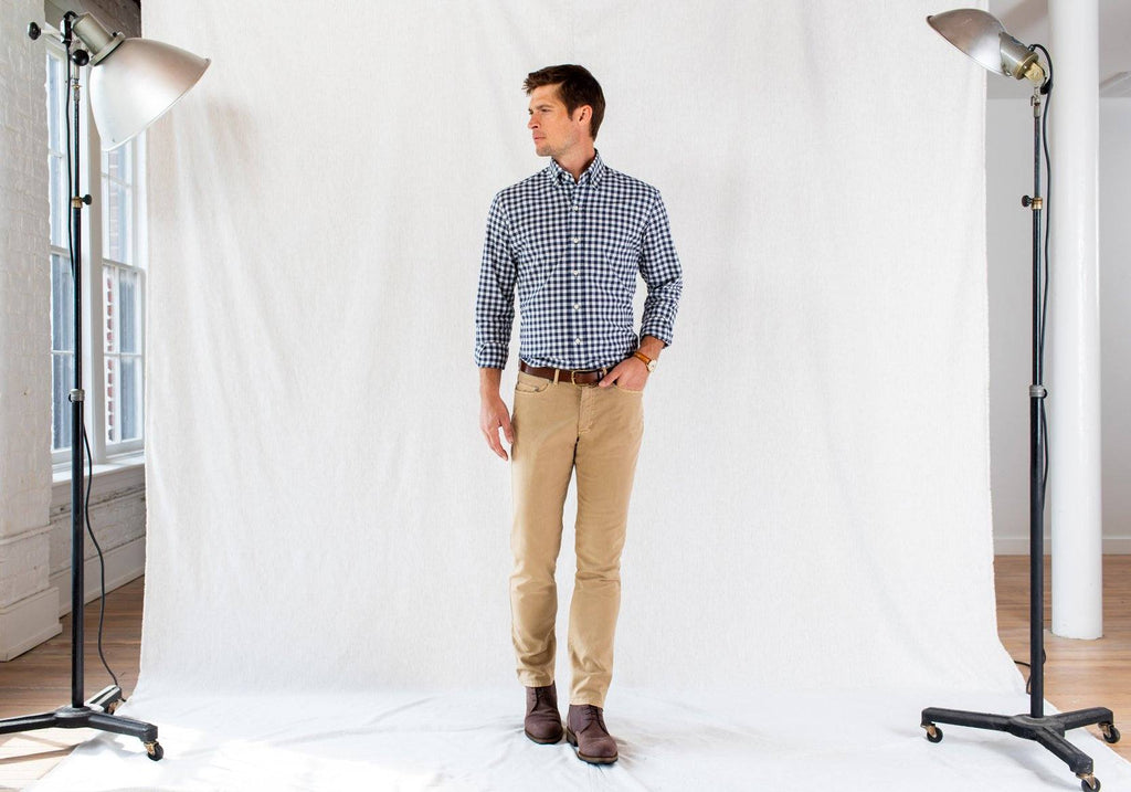 The Navy Currier Heather Gingham Casual Shirt Casual Shirt- Ledbury