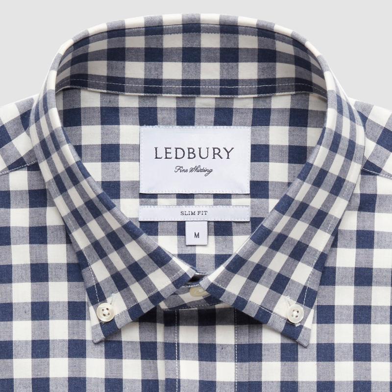 The Navy Currier Heather Gingham Casual Shirt Casual Shirt- Ledbury