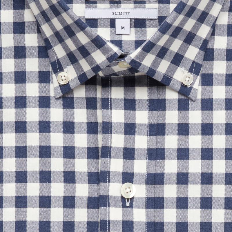 The Navy Currier Heather Gingham Casual Shirt Casual Shirt- Ledbury