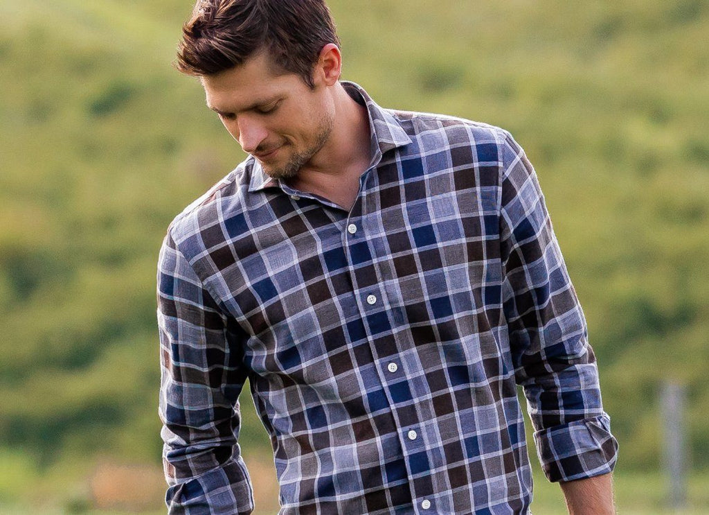 The Cadet Blue Tennyson Plaid Casual Shirt Casual Shirt- Ledbury