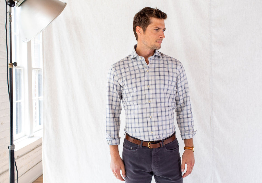 The Light Grey Heather Dartmore Flannel Casual Shirt- Ledbury