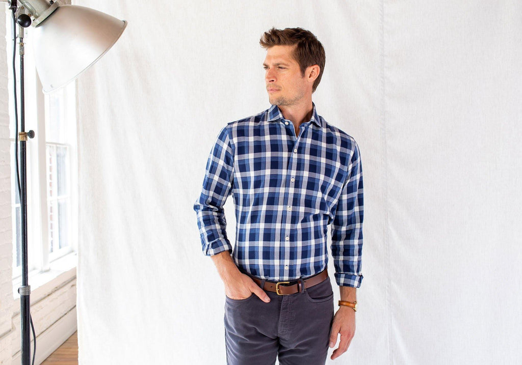 The Navy Deitz Plaid Casual Shirt Casual Shirt- Ledbury