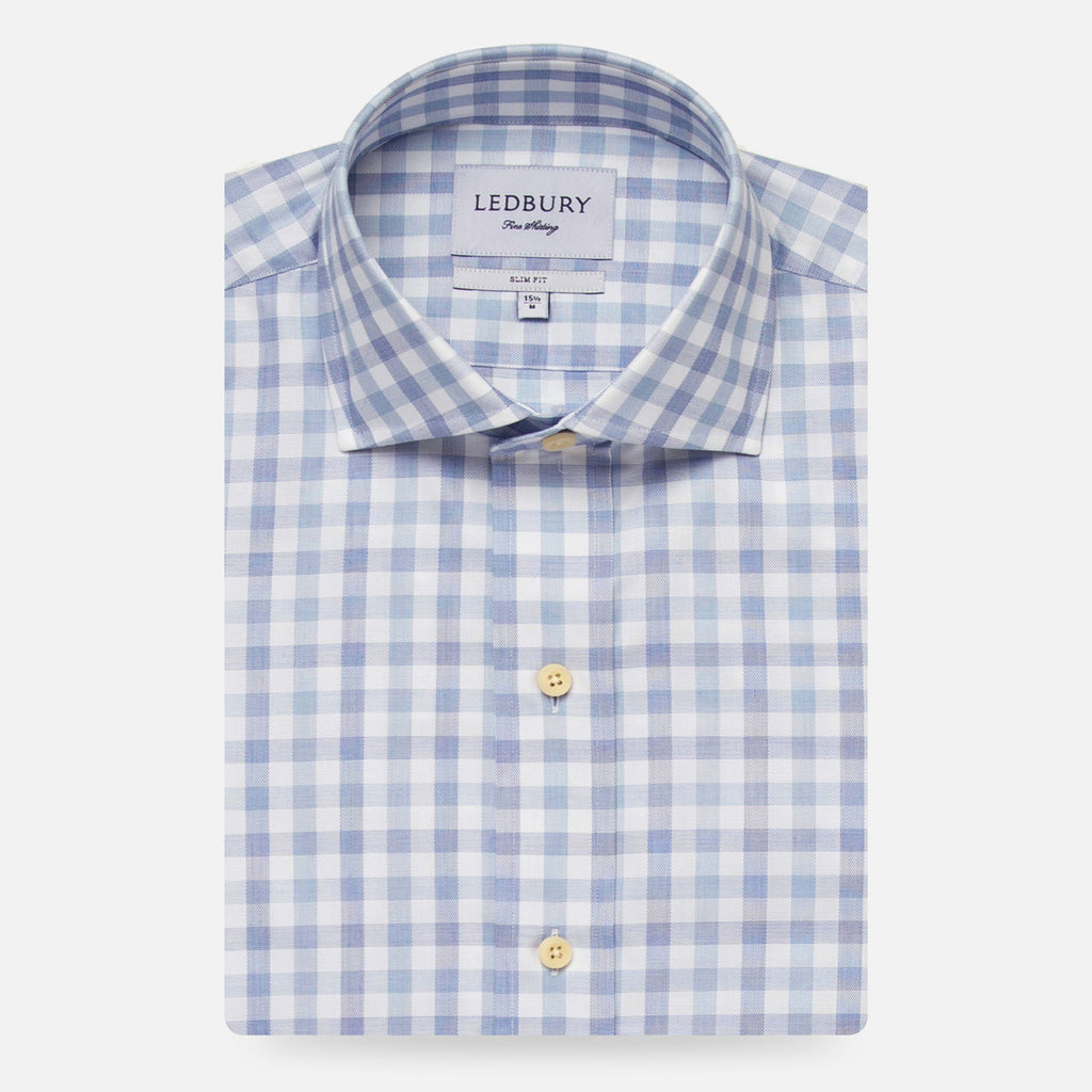 The Light Blue Corbly Gingham Dress Shirt Dress Shirt- Ledbury