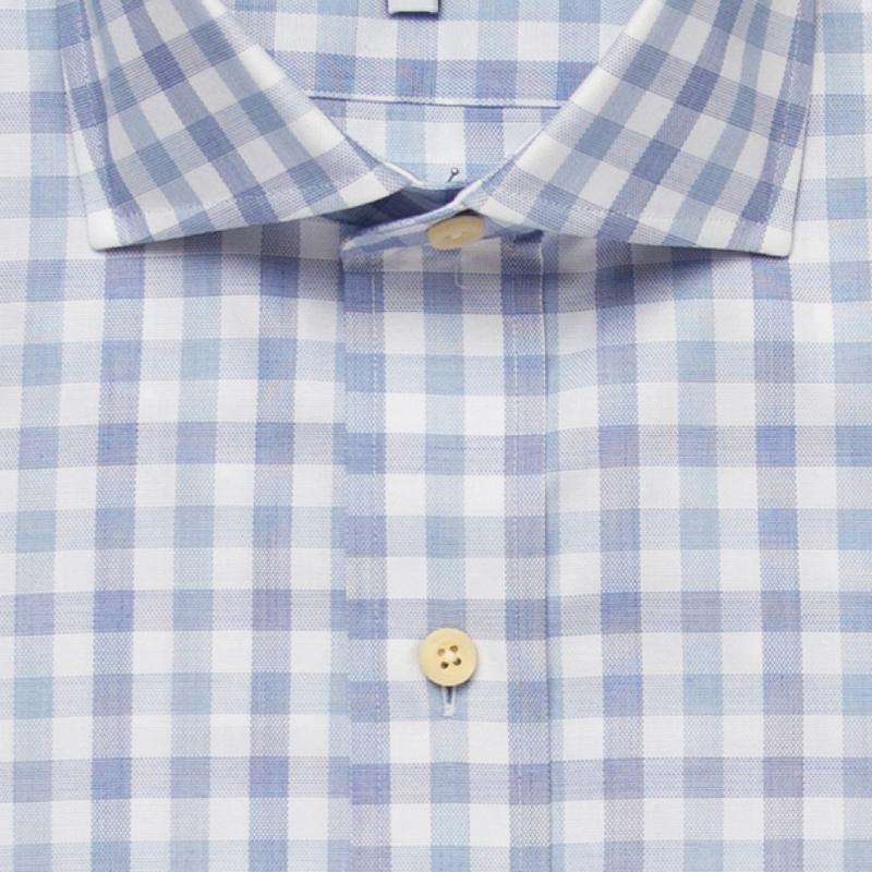 The Light Blue Corbly Gingham Dress Shirt Dress Shirt- Ledbury