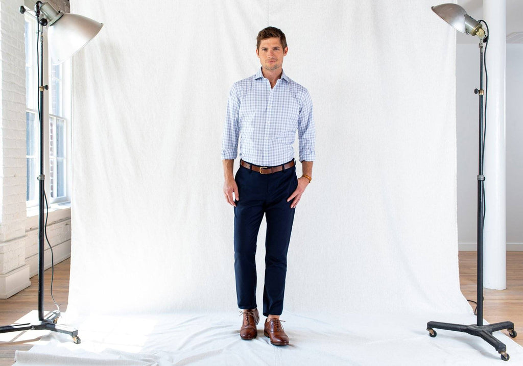 The Light Blue Corbly Gingham Dress Shirt Dress Shirt- Ledbury