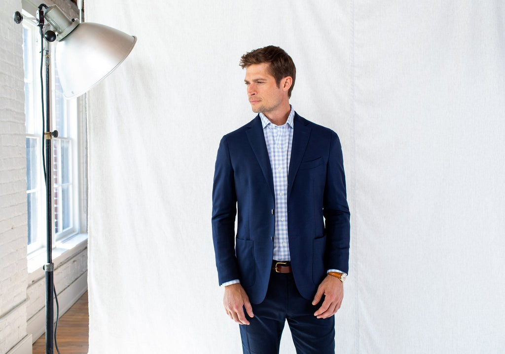 The Light Blue Corbly Gingham Dress Shirt Dress Shirt- Ledbury