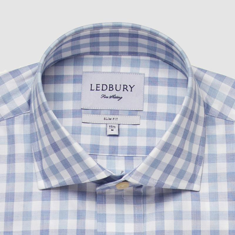 The Light Blue Corbly Gingham Dress Shirt Dress Shirt- Ledbury
