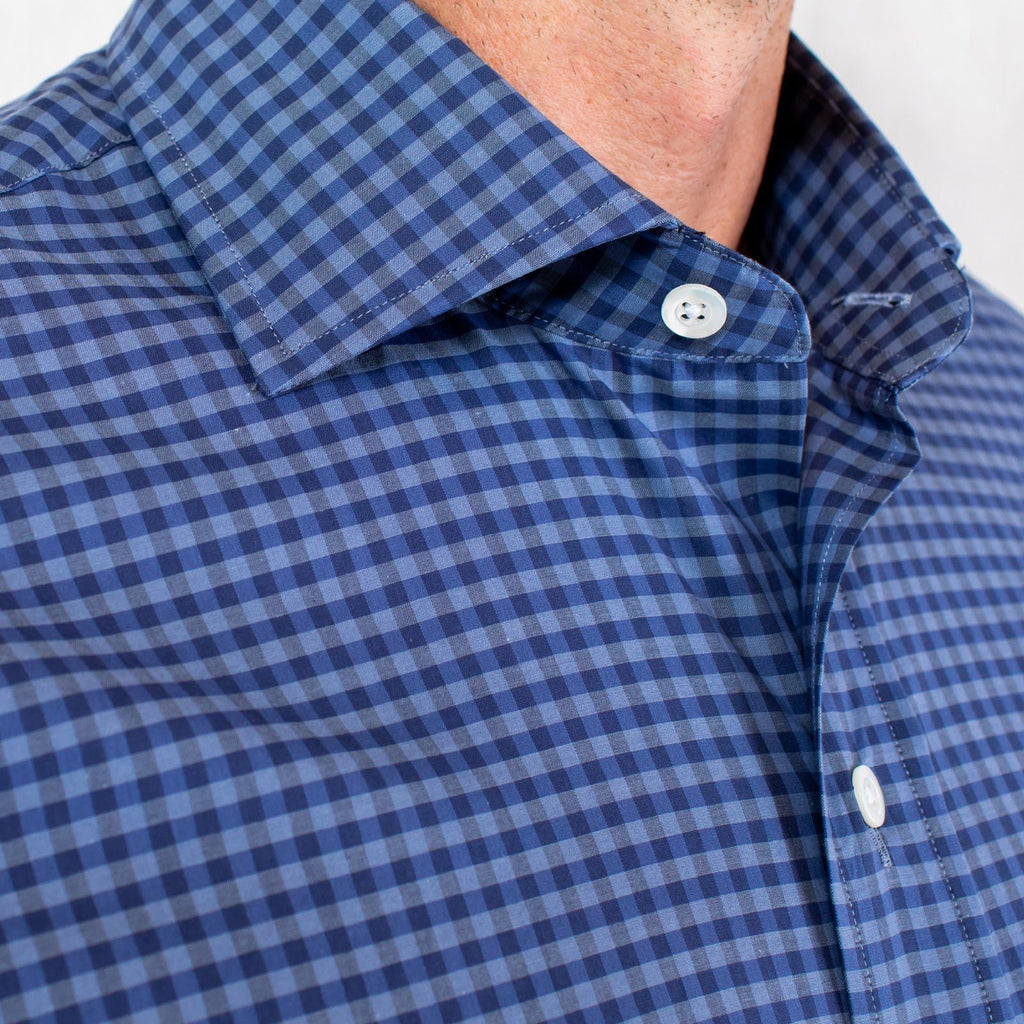 The Dark Blue Fairlee Gingham Dress Shirt Dress Shirt- Ledbury