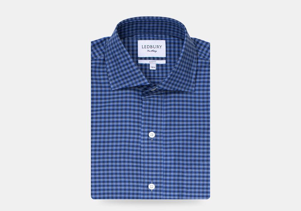 The Dark Blue Fairlee Gingham Dress Shirt Dress Shirt- Ledbury