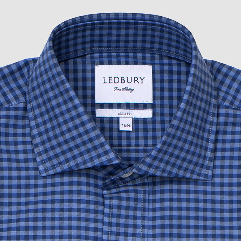 The Dark Blue Fairlee Gingham Dress Shirt Dress Shirt- Ledbury