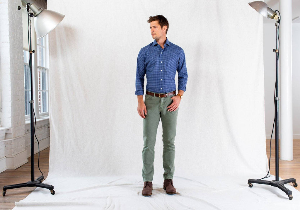 The Dark Blue Fairlee Gingham Dress Shirt Dress Shirt- Ledbury
