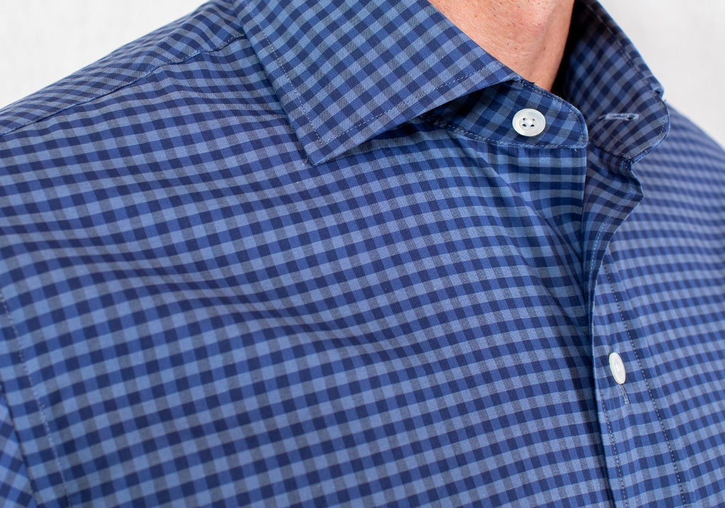 The Dark Blue Fairlee Gingham Dress Shirt Dress Shirt- Ledbury